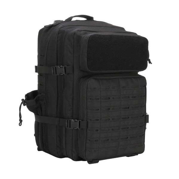 Sparklekle Military Tactical Backpack 45L 3 Day Assault Pack Waterproof Molle Hiking Rucksack for Men (Black)