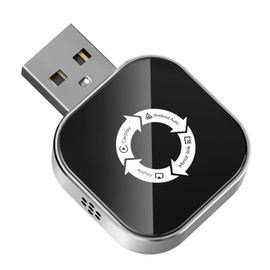 LOKIPILEY 4-in-1 Wireless CarPlay Adapter for Apple CarPlay & Android Auto & AirPlay & MirrorLink, 2026 Upgraded Screen Mirroring Mini USB Adapter with Type-C Extension, Low Latency, Plug & Play