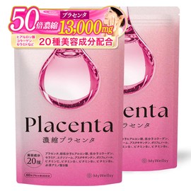 【50倍濃縮プラセンタ13,000mg／日】MyWellsy プラセンタ サプリ 30日分×2袋 超低分子 ヒアルロン酸 コラーゲン セラミド 他20種美容成分 国内GMP製造 マイウェルシー