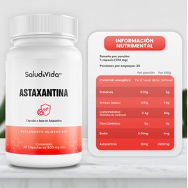 Salud & Vida MX - Suplemento de Astaxantina 18mg - 30 Cápsulas