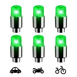 LED Valve Stem Caps Lights,LED Wheel Lights Bike Tire Valve Stem Neon Light Bulb for Motorcycle Wheel Tyre Valve Dust Cap,Waterproof,Spoke Flash Lights Car Valve Stems Caps,6PCs (Green),by XSPANDER