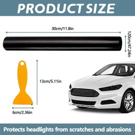 Car Headlight Tint Film 30x120cm,Waterproof UV Resistant Vinyl Headlight Tint,Smoke Tint Universal Fit for Headlights, Rear Lights & Fog Lights (Black)