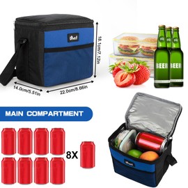Uhat Adult Cooler Lunch Box Small Cool Bag 5L Dual Compartment Thermal Bag for Work School Day Trip (Blue)