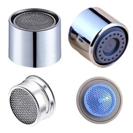 Faucet Aerator Female Thread Aerator 55/64-27UNS, Chrome Brass Shell Kitchen Sink Aerator and Bathroom Sink Filter with Gasket for Kitchen and Bathroom(4Pcs)