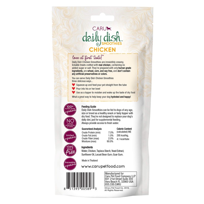 Caru Daily Dish Smoothies Lickable Treats for Dogs (Chicken, Pack