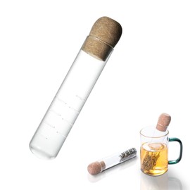 Tea Infuser Bottle, Borosilicate Glass, Double Wall, Infuser & Strainer, Cork stopper Lid