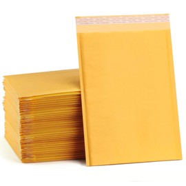 UCGOU Kraft Bubble Mailers 9.5x14.5 Inch 25 Pack Usable Size 9.5x13.5 Yellow Padded Envelopes #4 Large Mailing Package Self Sealing Tear Resistant Boutique Bulk Mail Shipping Bag for Makeup Supplies