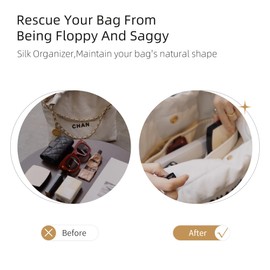 ZYZii Silk Purse Organizer for 22 Bag Mini/S/M/L,Insert Bag in Bag,Luxury Handbag Tote Lining Bag Shapers(22Bag Medium,Black)