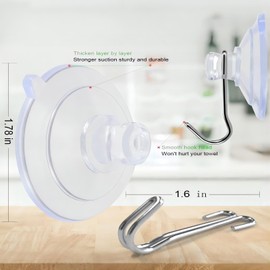 TUYRYAHR Suction Cup Hooks - Removable Suction Cups for Windows Glass Kitchen Bathroom Shower Walls Door, Clear PVC Suction Cups with Metal Hooks, Hanging up to 4 lbs (15PCS)