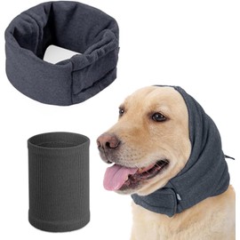 ZYHSLZ 2 Pcs Orejeras Antiruido para Perros, Proteccion Auditiva Perros, Aislamiento Acústico Suave, Ajuste con Velcro/Botones, Alivia Ansiedad por Fuegos Artificiales (Gris, L)