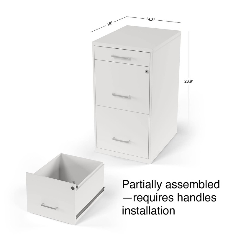 STAPLES 3-Drawer Vertical File Cabinet, Letter Size Documents, Lockable &