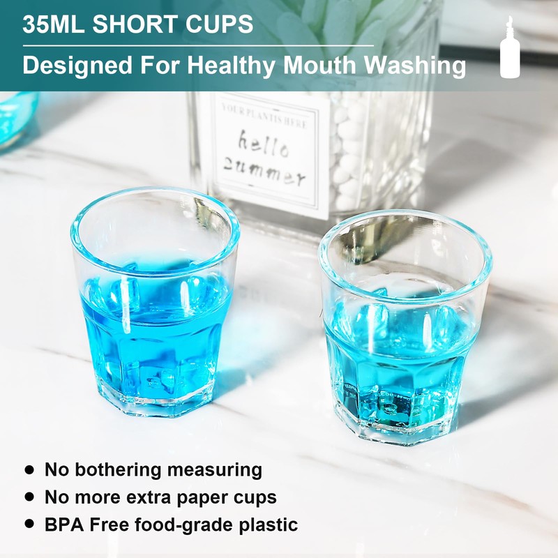 TOLDATLI Mouthwash Dispenser for Bathroom, 2 Pack Glass Mouth Wash
