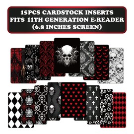 Epzariooy 15PCS Gothic Dark Romance Cardstock Inserts for Kindle 6.8” Clear Case (11th Gen) with 100 Aesthetic Stickers – 5 Styles: Romance, Spicy, Pink, Coffee & Preppy, DIY Bookish Gift