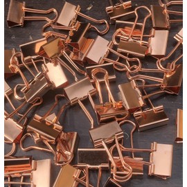15mm Rose Gold Metal Binder Foldback Clips Bulldog/Paper Clips/Binder Clips File Paper Money Receipts File Clamps, Planner Organiser Office, Store, Kitchen Multifunction Pcs (60 Clips)