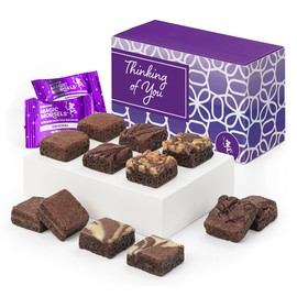 Fairytale Brownies Thinking of You Magic Morsel Dozen Individually Wrapped Gourmet Chocolate Food Gift Basket for Sympathy Good Luck or All-Occasion - 1.5 Inch x 1.5 Inch Bite-Size Brownies - 12 Pieces - Item HT412