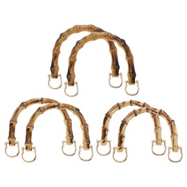 PATIKIL Bamboo Purse Handles, 6 Pcs 3 Size U-Shaped Replacement Handmade Handbag Handles with Metal Buckle for Tote Bag Purse Making Decorations, Wood