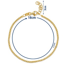 MIORE Schmuck Damen, Armband Damen Silber 925, 18 Karat Vergoldet, Kugelarmband Silber, Armband Vergoldet 18+3cm, Armkette Frauen, Hypoallergen & Handgemacht in Italien, Geliefert mit Schmuckkästchen