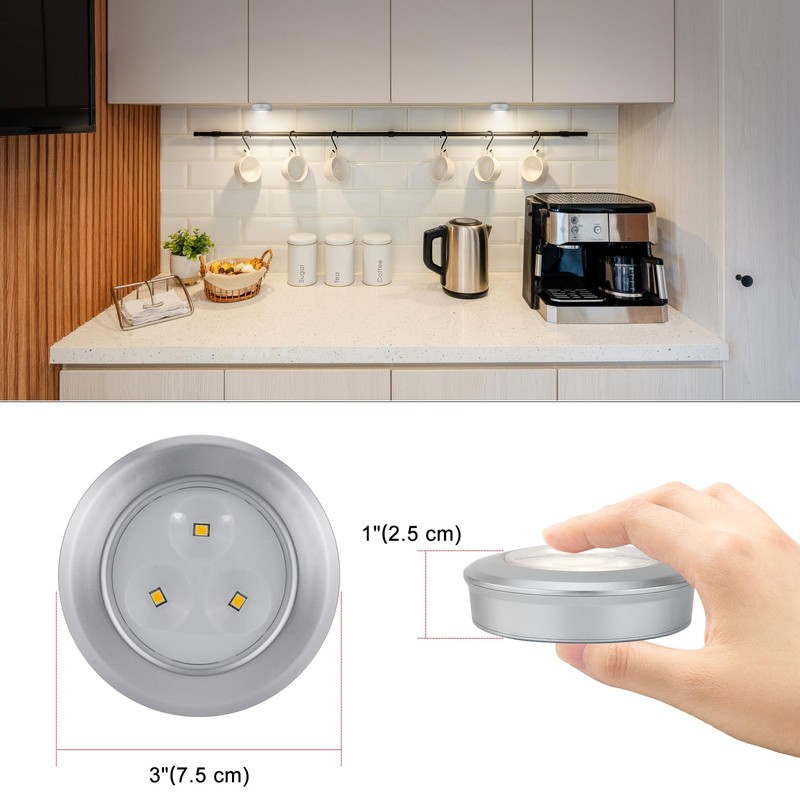 HONGUT Wireless LED Puck Lights, Touch Activated Tap Ligh Push