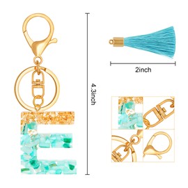 TTYY Alphabet Initial Letter Keychain for Women gift To Little Girls Tassel Butterfly Pendant Key Ring for Backpack, Cyan Crystal Lettere, Large