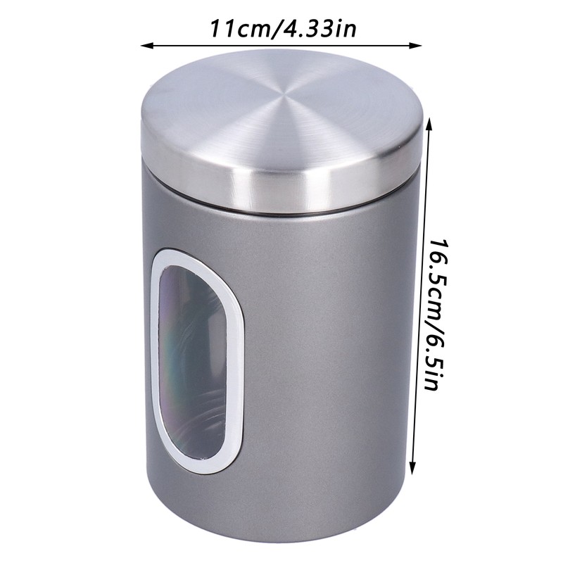 3Pcs Storage Jar Stainless Steel Food Tea Nut Container with