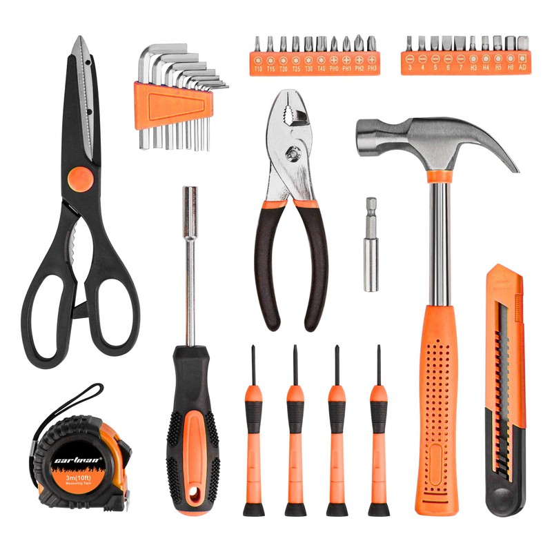 CARTMAN 39-Piece Household Tool Set, Orange Hand Kit With Storage