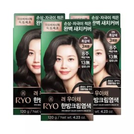 Ryo 려 우아채 새치크림 염색약 3N 흑갈색 3개 Lyo Uhacha Sachickrim Dye 3N Dark Brown 3 pcs