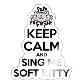 Spreadshirt The Big Bang Theory Keep Calm Sing Soft Kitty Sticker, 10 x 10 cm, White Glossy