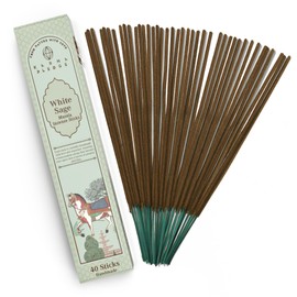White Sage Masala Incense Sticks, Organic Hand Rolled Incense, Natural Herbs & Aromatic Ingredients, Contain 40 Sticks Inside, Burn Time 45-60 Min, Spiritual Gifts, Incense by Karma Pledge