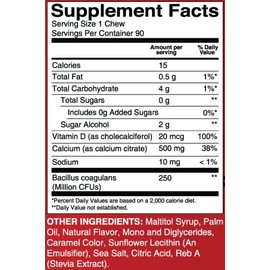 BariatricPal BariatricPal Sugar-Free Calcium Citrate Soft Chews 500mg with Probiotics (90 Count) - Caramel Apple