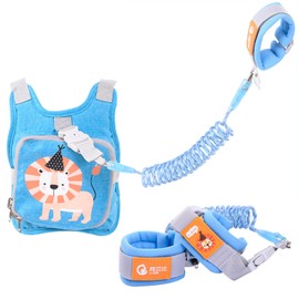 QICHEN Bebé Mochila con Cuerda Anti-Perdida,2.5 metros arnes antiperdido,2 en 1 Arnés Infantil con Mochila y Correas de Muñeca Antipérdida para Niños y Niñas (azul)