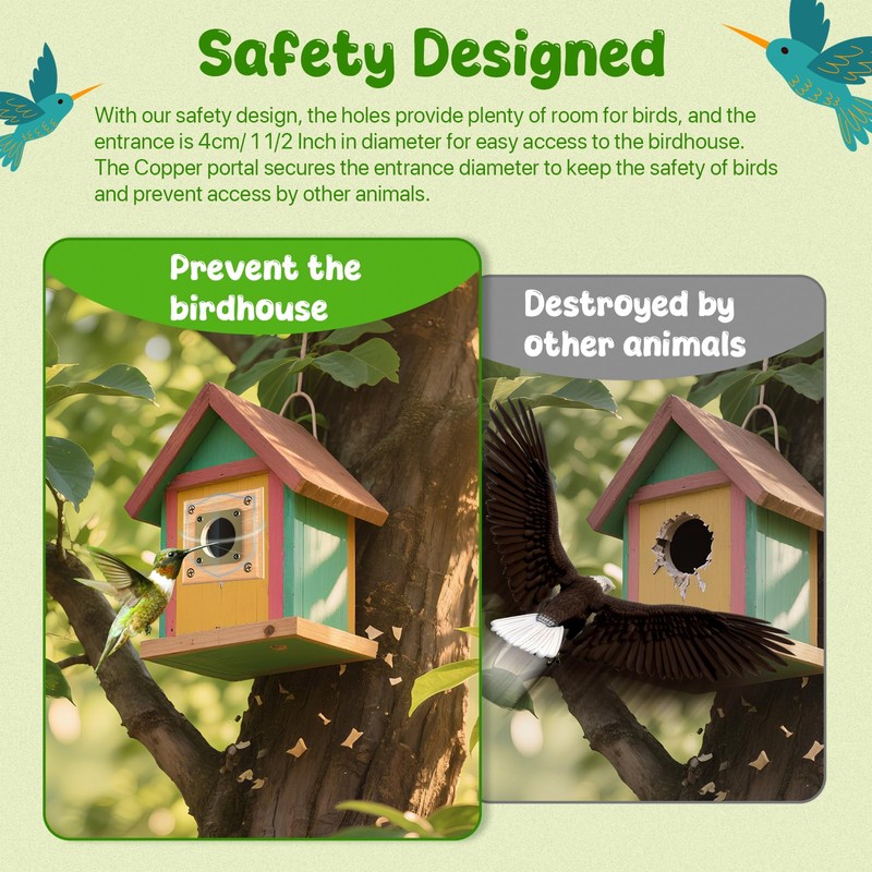 Ensayeer 4 Pack Predator Guards for Birdhouses, Strong Wooden Birdhouse