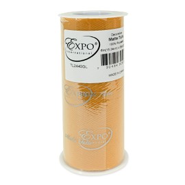 Expo International Decorative Matte Tulle, Lightweight Polyester Tulle Fabric for Tutus, Costumes, and Party Decorations, Washable, Easy-to-Use, 6 Inch x 25 Yards, Gold, Pack of 1