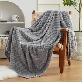 EXQ Home Fleece Blanket Twin Size for Couch or Bed - 3D Imitation Turtle Shell Jacquard Decorative Blankets - Cozy Soft Lightweight Fuzzy Flannel Blanket Suitable for All Seasons(60"×80",Light Grey)