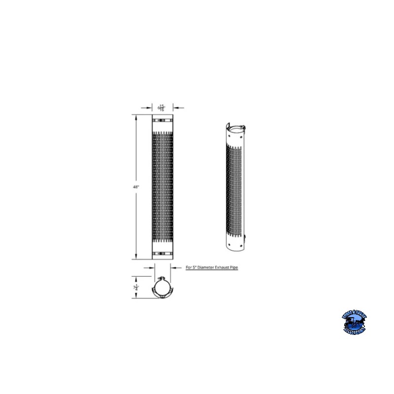 UNITED PACIFIC 48" TALL 180 DEGREE STAINLESS EXHAUST MUFFLER SHIELD