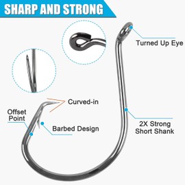 Circle Hooks Fishing Hooks Tackle - 120pcs 2X Strong Saltwater Fishing Hooks Octopus Circle Hooks Customized Offset Sport Circle Hook for Catfish Bass Size 10/0