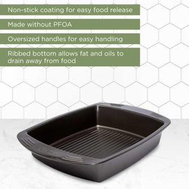 Ecolution Nonstick Roasting Pan, Carbon Steel with Premium Nonstick, Oven Safe to 450 F, Made without PFOA, Dishwasher Safe, 16-Inch x 12.75-Inch Interior, 21-Inch x 14-Inch Exterior