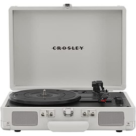 Crosley CR8005F-WS Cruiser Plus Vintage 3-Speed Bluetooth in/Out Suitcase Turntable, White Sand