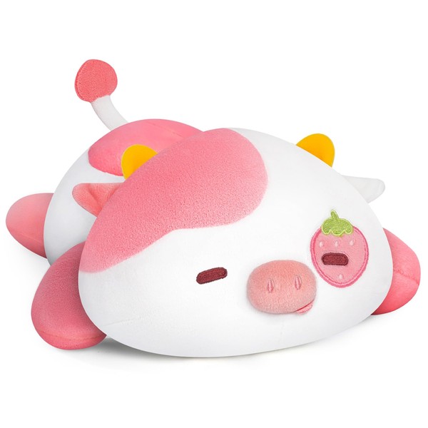 Mewaii Cute Cow Plush Pillow, Kawaii Plushies Strawberry Cow Stuffed