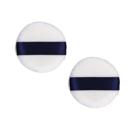 BIUDECO 2Pcs Fluffy Round Powder Puff for Loose Powder Makeup Soft Velour Cosmetic for Even Foundation Application for Home Travel Use
