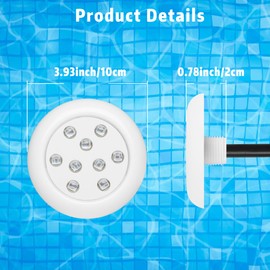 5 Watts Pool Lights with Remote Control,Small LED Pool Light With Remote,IP68 Waterproof Pool Light Kit with Plug In Cable, Mini Pool Light Fixture for Inground Pool(Plug Cable Built-in Power Converte
