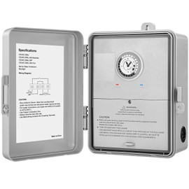 SURAIELEC Mechanical Pool Timer, 40 AMP 120V 2HP, 24 Hour Heavy Duty Timer Switch for Pool Pump, Spa, Landscape Lights, Water Heater, Simultaneously Controls Up to 2HP Devices, Outdoor Indoor Use