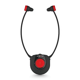 Emporia Wireless TV Headphones with Charging Station, Ideal for Seniors, Comfortable and Simple, Easy to Use, Compatible with All TVs, Black and Red