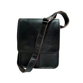 ALASKA EXPORTS Mens Messenger Bag Leather Sling Satchel For Travel Work & Office | Crossbody Bags | Shoulder Satchels | Handbag (Black) (9" X 11" X 3" Inches)
