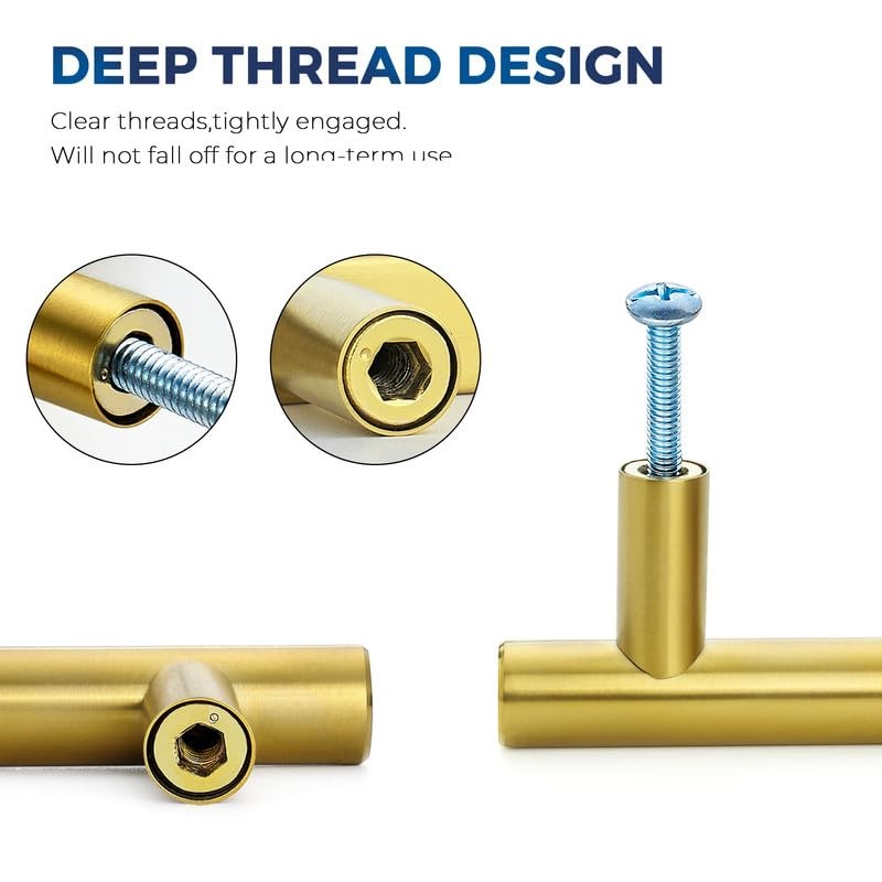 JOY DECOR 10 Pack Cabinet Knobs, Gold Cabinet Handles, 2in