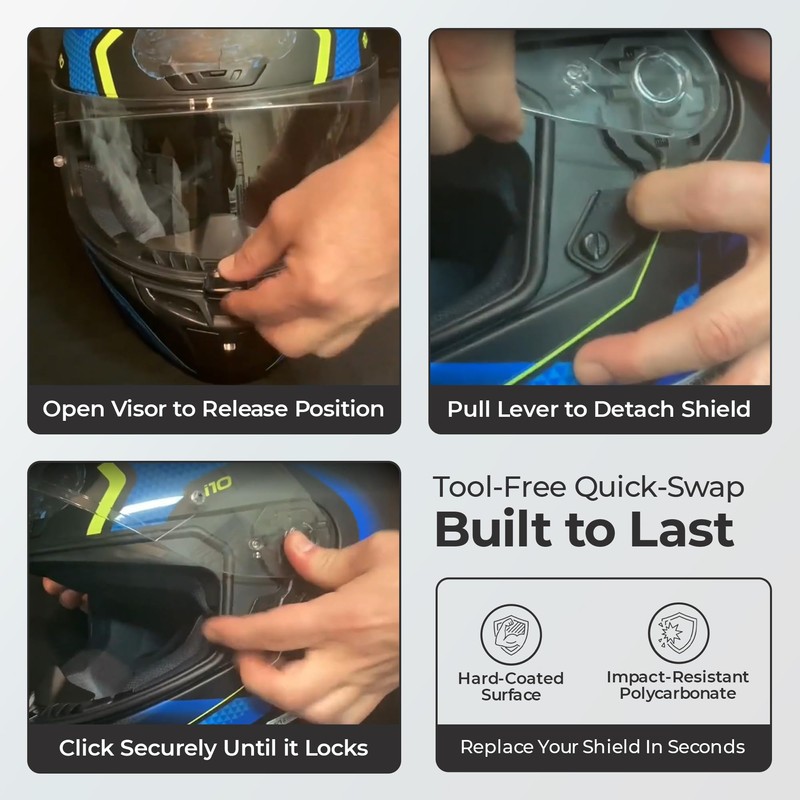 The Helmet Shop HJ-31 Revo Blue Motorcycle Helmet Visor Fits