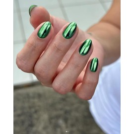 SXVME Gold Chrome Press on Nails - Short Oval & Almond, 24PCS