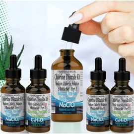 Crystal Clear Chlorine Dioxide ClO2-Kit, Citric Acid Solution w/EZ-Drop Bottles, Small 1 Oz (2 Bottles)