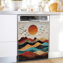 Red Mushrooms Magnet Dishwasher Cover,Wildflower Plant Berries Dishwasher Magnet Kitchen Art Decor, Waterproof Dishwasher Refrigerator Magnetic Sticker 23 W x 26 H Inch