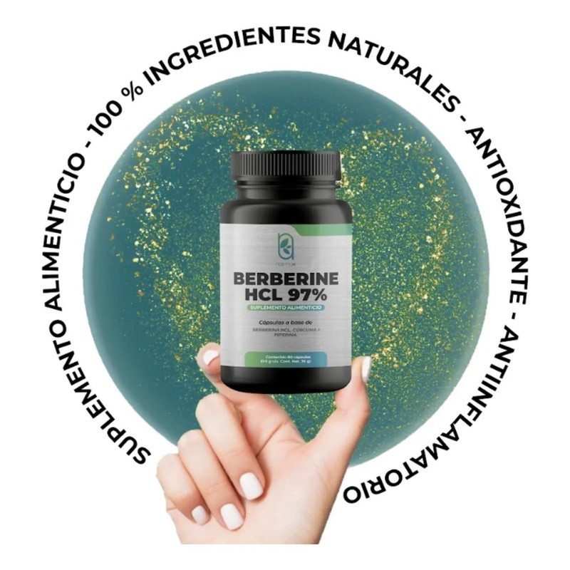 Berberina 600 Mg Hcl 97 Cúrcuma Piperina 60 Caps