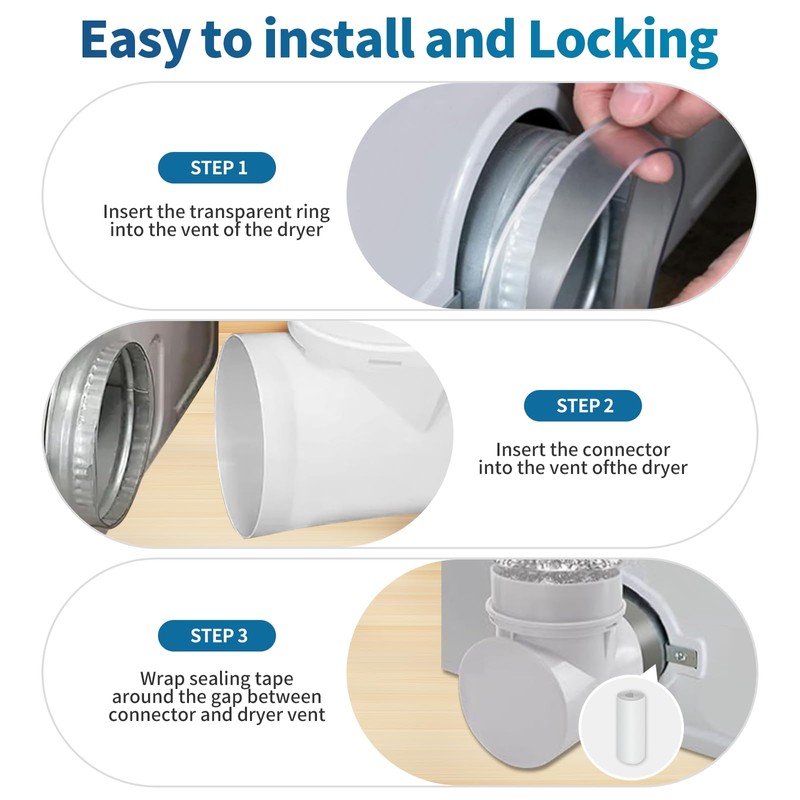 90 Degree Dryer Vent Connector Kit, Dryer Vent Elbow, Space
